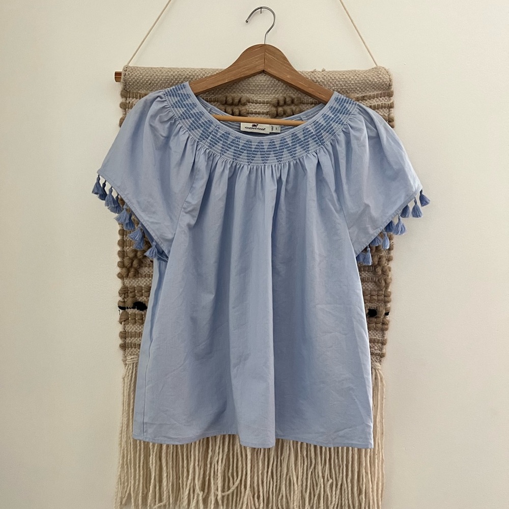 VINEYARD VINES | Tassel Embellished Blouse
